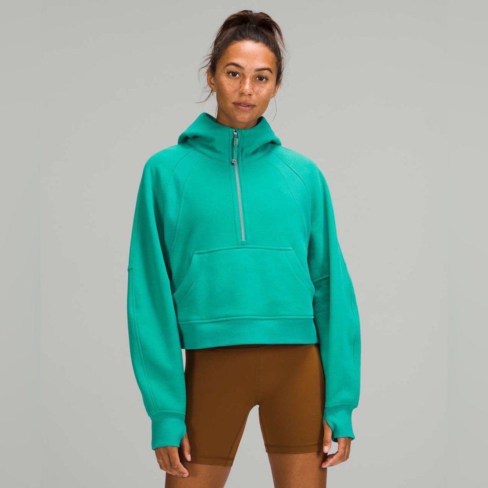 Lululemon Scuba Oversized 1/2 Zip Hoodie
Maldives Green teal green color cotton